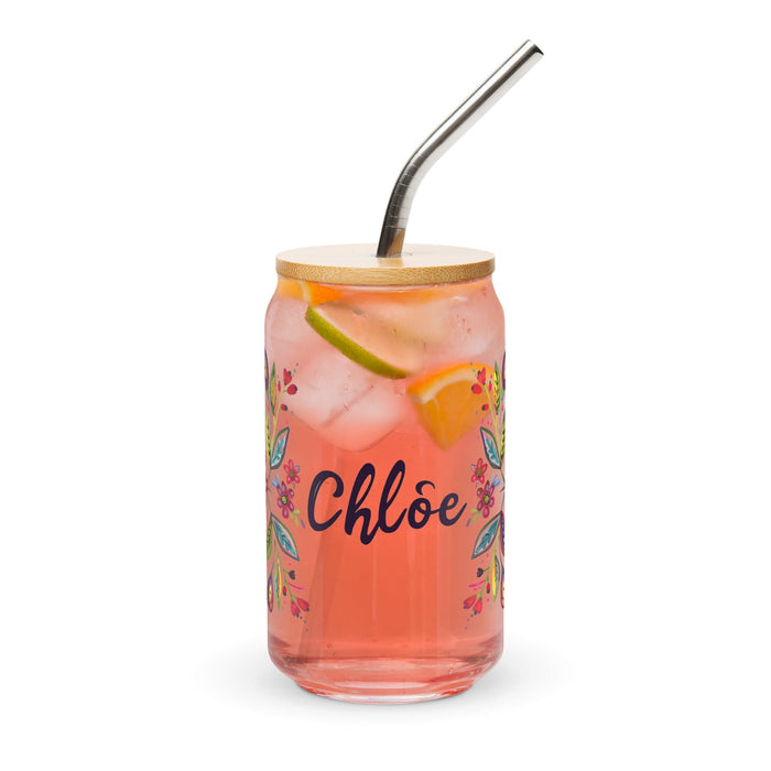 Chloe Exclusive Name Art Piece Can-Shaped Glass Home Office Work Mexican Spanish Pride Gift Cup One-Of-A-Kind Calligraphy Glass | C7 Mexicada