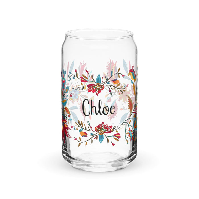 Chloe Exclusive Name Art Piece Can-Shaped Glass Home Office Work Mexican Spanish Pride Gift Cup One-Of-A-Kind Calligraphy Glass | C8 Mexicada 16 oz (No Lid No Straw)