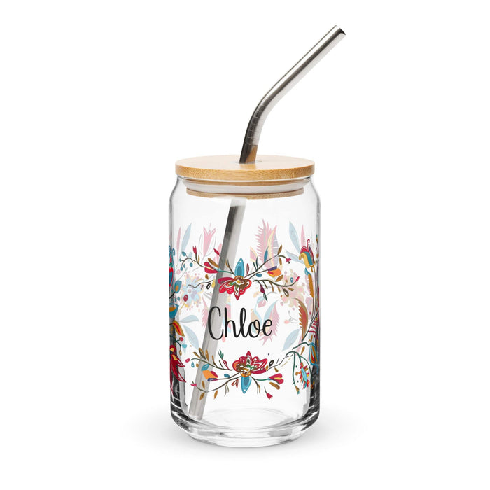 Chloe Exclusive Name Art Piece Can-Shaped Glass Home Office Work Mexican Spanish Pride Gift Cup One-Of-A-Kind Calligraphy Glass | C8 Mexicada 16 oz With Lid & Straw