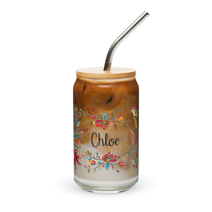 Chloe Exclusive Name Art Piece Can-Shaped Glass Home Office Work Mexican Spanish Pride Gift Cup One-Of-A-Kind Calligraphy Glass | C8 Mexicada