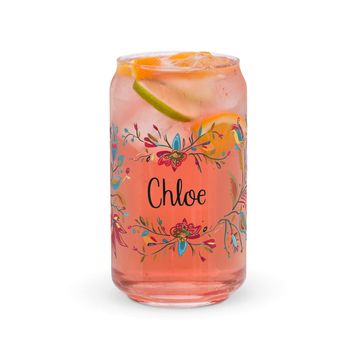 Chloe Exclusive Name Art Piece Can-Shaped Glass Home Office Work Mexican Spanish Pride Gift Cup One-Of-A-Kind Calligraphy Glass | C8 Mexicada