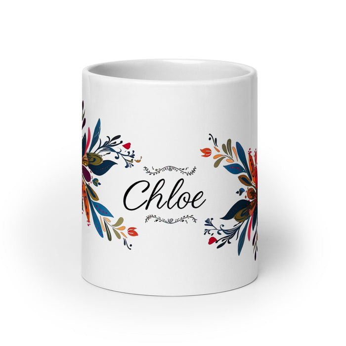 Chloe Exclusive Name Art Piece Home Office Work Coffee Mug Mexican Spanish Pride Gift Cup One-Of-A-Kind Calligraphy White Glossy | CMug17 Mexicada