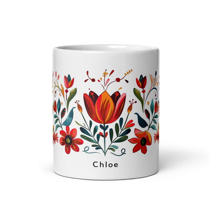 Chloe Exclusive Name Art Piece Home Office Work Coffee Mug Mexican Spanish Pride Gift Cup One-Of-A-Kind Calligraphy White Glossy Mug | C10 Mexicada