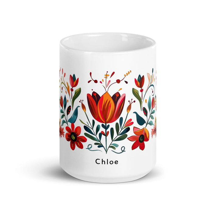 Chloe Exclusive Name Art Piece Home Office Work Coffee Mug Mexican Spanish Pride Gift Cup One-Of-A-Kind Calligraphy White Glossy Mug | C10 Mexicada