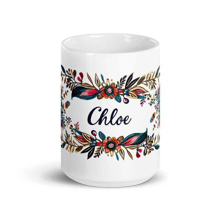 Chloe Exclusive Name Art Piece Home Office Work Coffee Mug Mexican Spanish Pride Gift Cup One-Of-A-Kind Calligraphy White Glossy Mug | C11 Mexicada