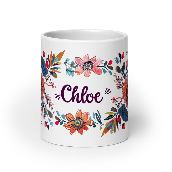 Chloe Exclusive Name Art Piece Home Office Work Coffee Mug Mexican Spanish Pride Gift Cup One-Of-A-Kind Calligraphy White Glossy Mug | C13 Mexicada