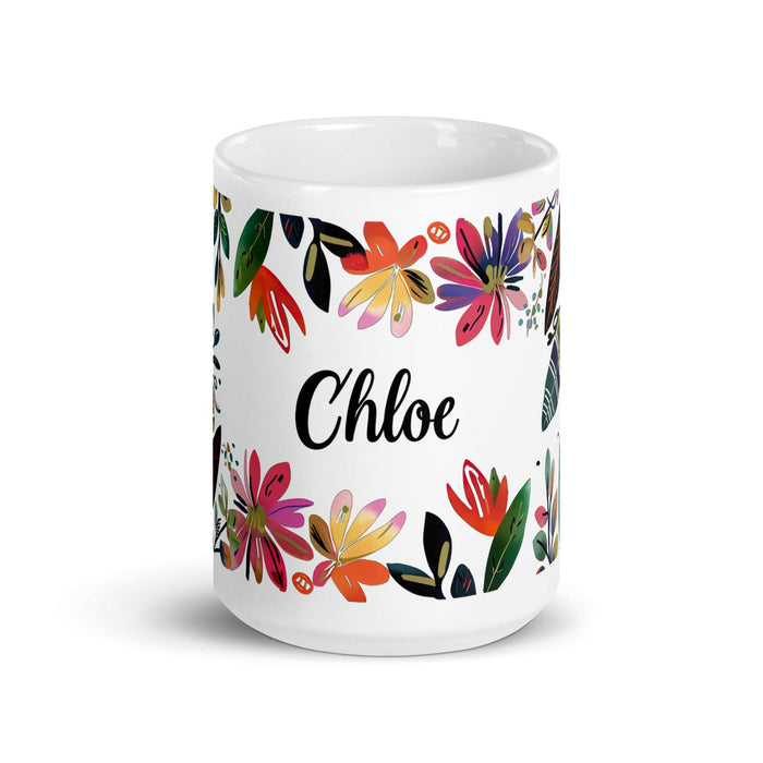 Chloe Exclusive Name Art Piece Home Office Work Coffee Mug Mexican Spanish Pride Gift Cup One-Of-A-Kind Calligraphy White Glossy Mug | C14 Mexicada