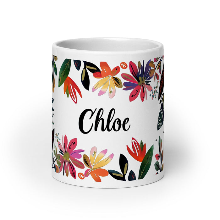 Chloe Exclusive Name Art Piece Home Office Work Coffee Mug Mexican Spanish Pride Gift Cup One-Of-A-Kind Calligraphy White Glossy Mug | C14 Mexicada