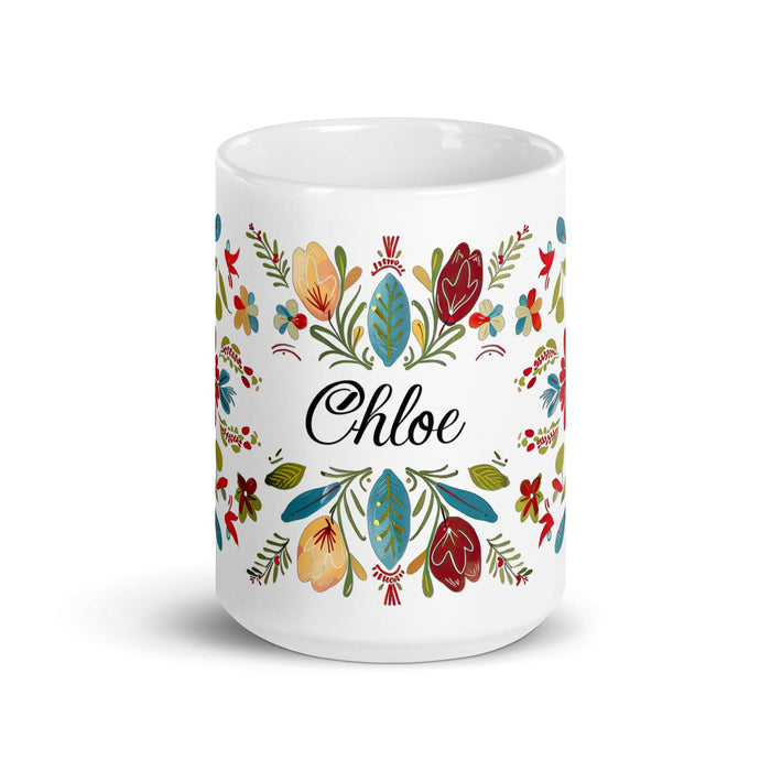 Chloe Exclusive Name Art Piece Home Office Work Coffee Mug Mexican Spanish Pride Gift Cup One-Of-A-Kind Calligraphy White Glossy Mug | C15 Mexicada