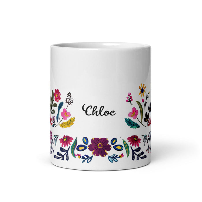 Chloe Exclusive Name Art Piece Home Office Work Coffee Mug Mexican Spanish Pride Gift Cup One-Of-A-Kind Calligraphy White Glossy Mug | C18 Mexicada