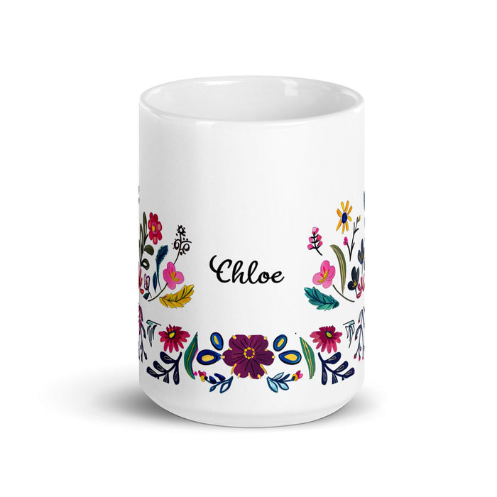 Chloe Exclusive Name Art Piece Home Office Work Coffee Mug Mexican Spanish Pride Gift Cup One-Of-A-Kind Calligraphy White Glossy Mug | C18 Mexicada