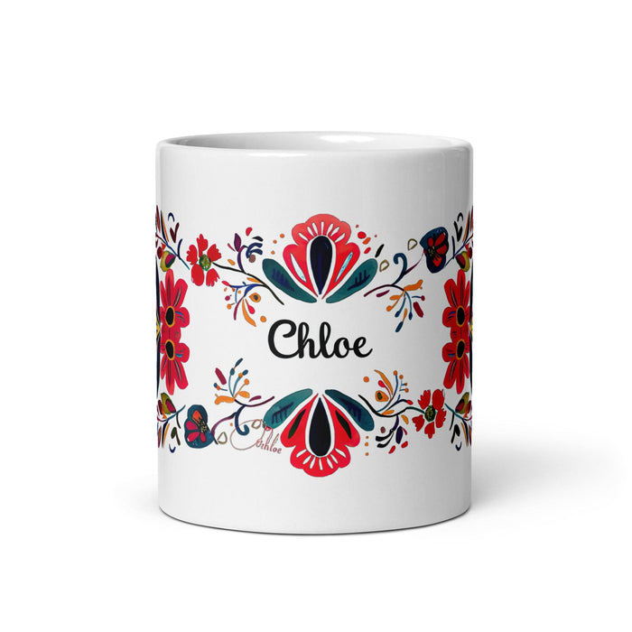 Chloe Exclusive Name Art Piece Home Office Work Coffee Mug Mexican Spanish Pride Gift Cup One-Of-A-Kind Calligraphy White Glossy Mug | C19 Mexicada