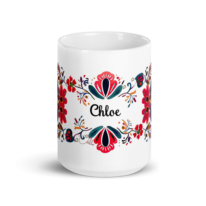 Chloe Exclusive Name Art Piece Home Office Work Coffee Mug Mexican Spanish Pride Gift Cup One-Of-A-Kind Calligraphy White Glossy Mug | C19 Mexicada