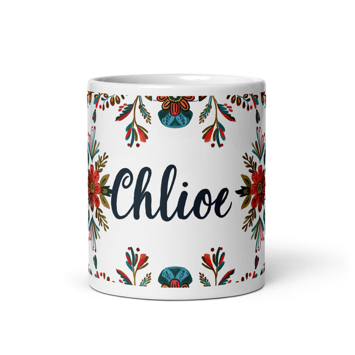 Chloe Exclusive Name Art Piece Home Office Work Coffee Mug Mexican Spanish Pride Gift Cup One-Of-A-Kind Calligraphy White Glossy Mug | C2 Mexicada