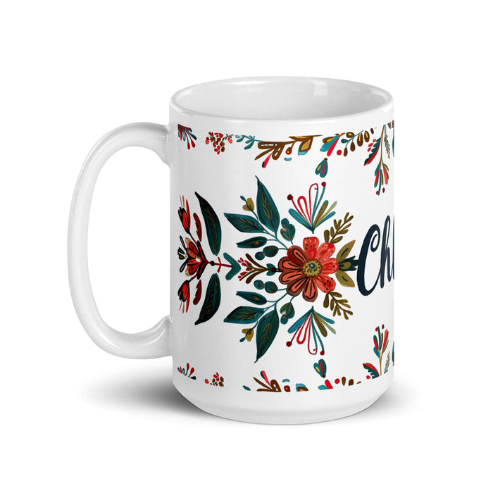 Chloe Exclusive Name Art Piece Home Office Work Coffee Mug Mexican Spanish Pride Gift Cup One-Of-A-Kind Calligraphy White Glossy Mug | C2 Mexicada