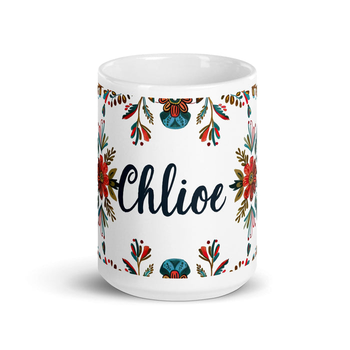 Chloe Exclusive Name Art Piece Home Office Work Coffee Mug Mexican Spanish Pride Gift Cup One-Of-A-Kind Calligraphy White Glossy Mug | C2 Mexicada