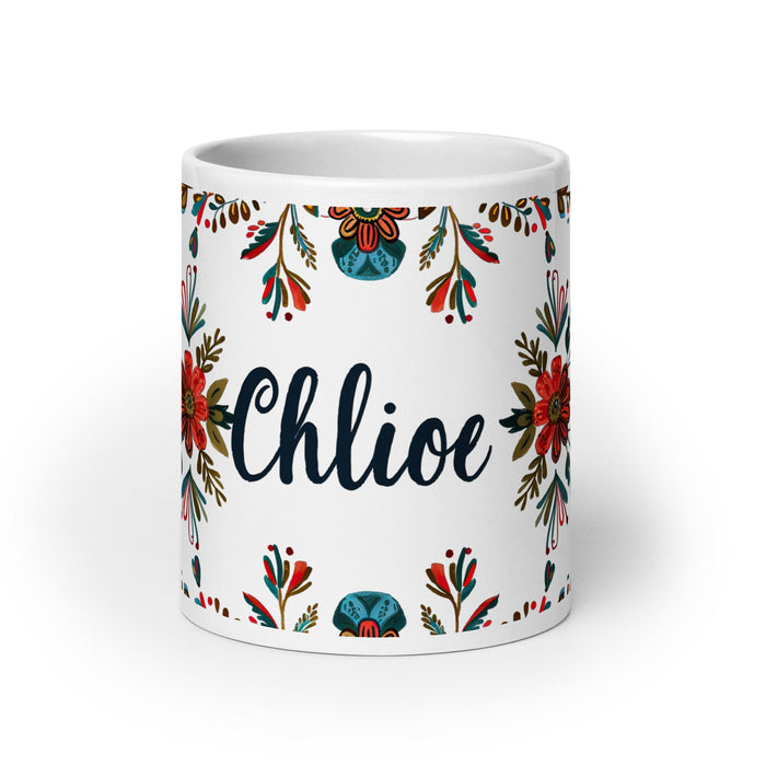 Chloe Exclusive Name Art Piece Home Office Work Coffee Mug Mexican Spanish Pride Gift Cup One-Of-A-Kind Calligraphy White Glossy Mug | C2 Mexicada