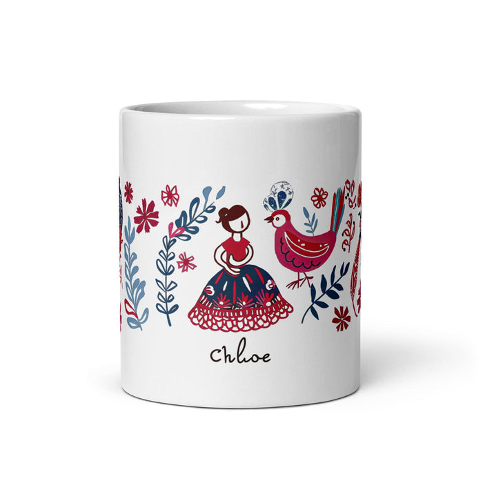 Chloe Exclusive Name Art Piece Home Office Work Coffee Mug Mexican Spanish Pride Gift Cup One-Of-A-Kind Calligraphy White Glossy Mug | C22 Mexicada