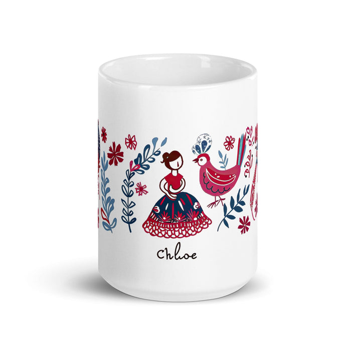 Chloe Exclusive Name Art Piece Home Office Work Coffee Mug Mexican Spanish Pride Gift Cup One-Of-A-Kind Calligraphy White Glossy Mug | C22 Mexicada