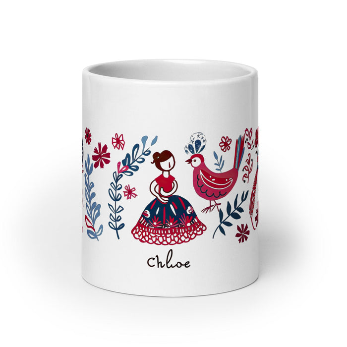 Chloe Exclusive Name Art Piece Home Office Work Coffee Mug Mexican Spanish Pride Gift Cup One-Of-A-Kind Calligraphy White Glossy Mug | C22 Mexicada