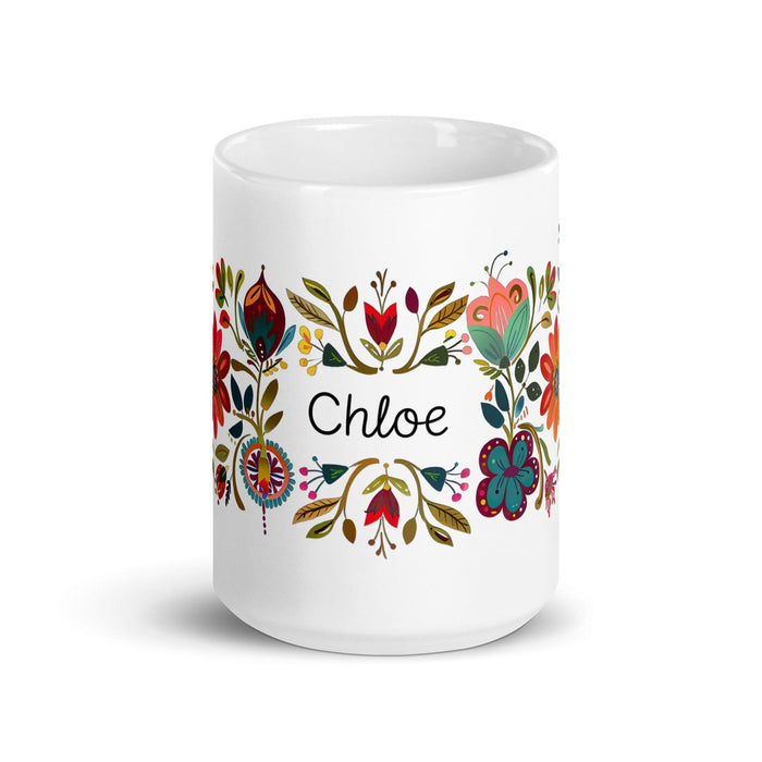 Chloe Exclusive Name Art Piece Home Office Work Coffee Mug Mexican Spanish Pride Gift Cup One-Of-A-Kind Calligraphy White Glossy Mug | C24 Mexicada