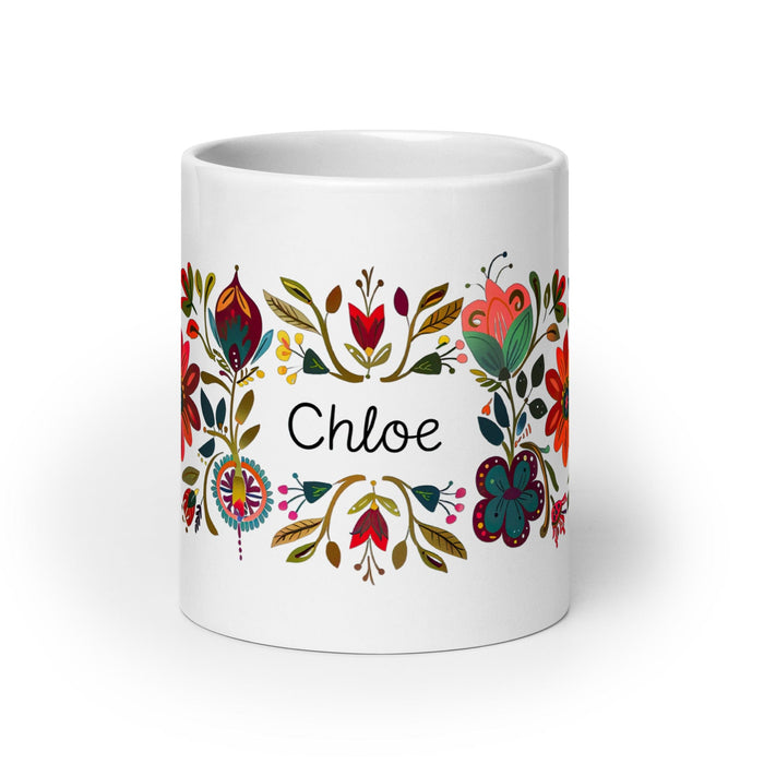 Chloe Exclusive Name Art Piece Home Office Work Coffee Mug Mexican Spanish Pride Gift Cup One-Of-A-Kind Calligraphy White Glossy Mug | C24 Mexicada