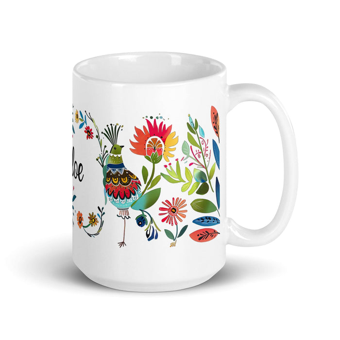 Chloe Exclusive Name Art Piece Home Office Work Coffee Mug Mexican Spanish Pride Gift Cup One-Of-A-Kind Calligraphy White Glossy Mug | C25 Mexicada 15 oz