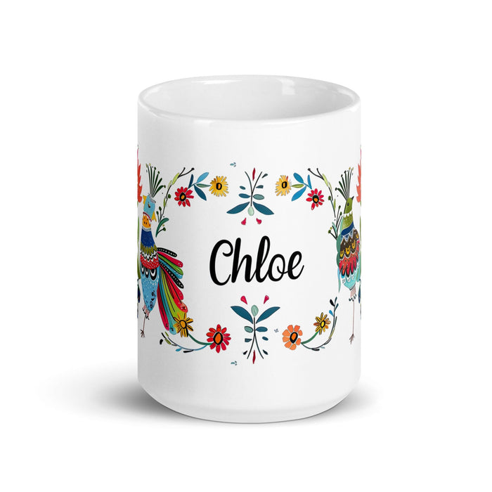 Chloe Exclusive Name Art Piece Home Office Work Coffee Mug Mexican Spanish Pride Gift Cup One-Of-A-Kind Calligraphy White Glossy Mug | C25 Mexicada