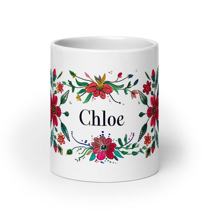 Chloe Exclusive Name Art Piece Home Office Work Coffee Mug Mexican Spanish Pride Gift Cup One-Of-A-Kind Calligraphy White Glossy Mug | C26 Mexicada