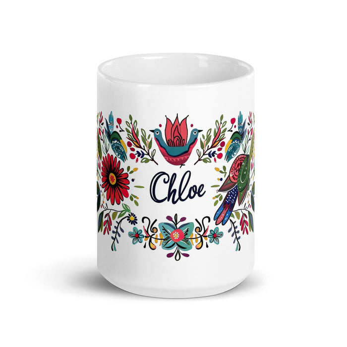 Chloe Exclusive Name Art Piece Home Office Work Coffee Mug Mexican Spanish Pride Gift Cup One-Of-A-Kind Calligraphy White Glossy Mug | C3 Mexicada