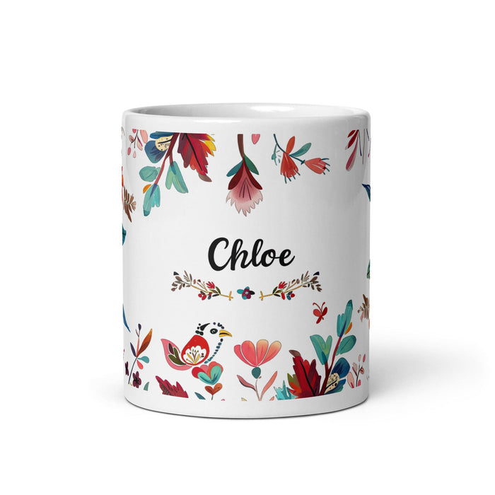 Chloe Exclusive Name Art Piece Home Office Work Coffee Mug Mexican Spanish Pride Gift Cup One-Of-A-Kind Calligraphy White Glossy Mug | C4 Mexicada