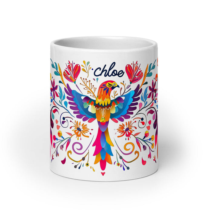 Chloe Exclusive Name Art Piece Home Office Work Coffee Mug Mexican Spanish Pride Gift Cup One-Of-A-Kind Calligraphy White Glossy Mug | C5 Mexicada