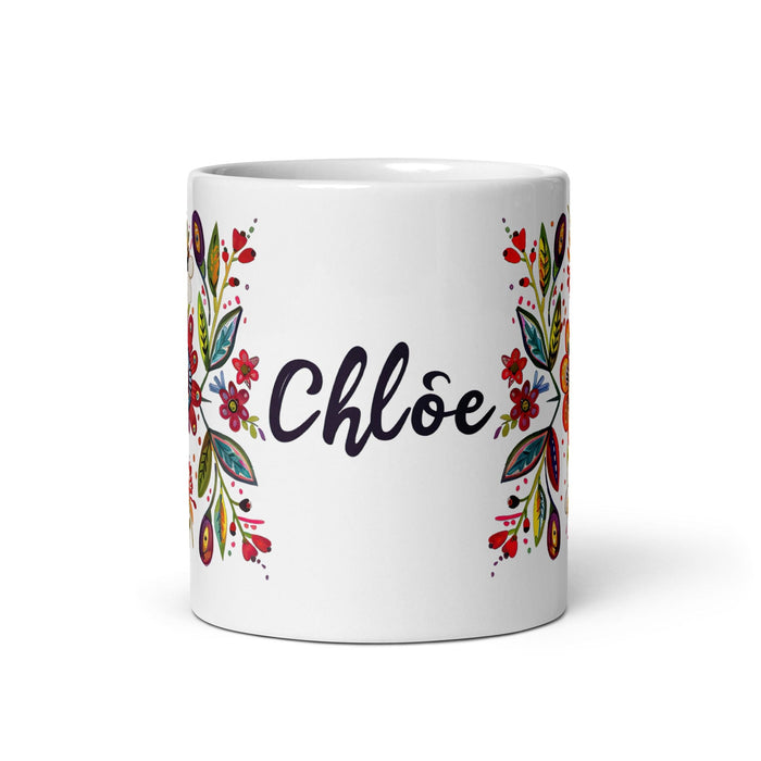 Chloe Exclusive Name Art Piece Home Office Work Coffee Mug Mexican Spanish Pride Gift Cup One-Of-A-Kind Calligraphy White Glossy Mug | C7 Mexicada