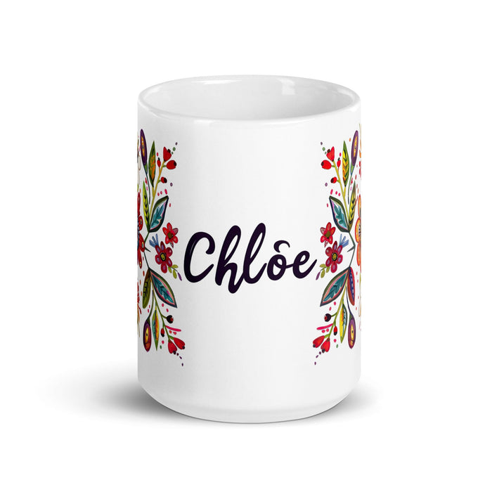 Chloe Exclusive Name Art Piece Home Office Work Coffee Mug Mexican Spanish Pride Gift Cup One-Of-A-Kind Calligraphy White Glossy Mug | C7 Mexicada