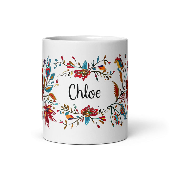 Chloe Exclusive Name Art Piece Home Office Work Coffee Mug Mexican Spanish Pride Gift Cup One-Of-A-Kind Calligraphy White Glossy Mug | C8 Mexicada