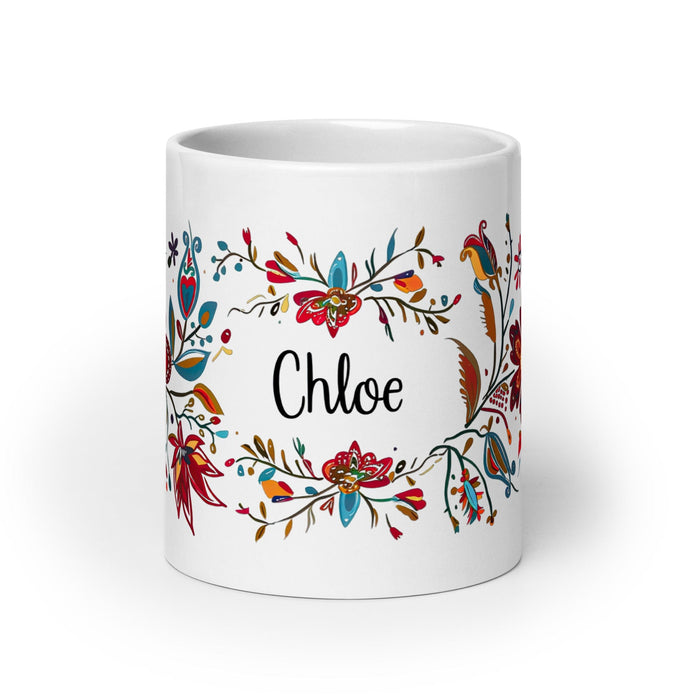 Chloe Exclusive Name Art Piece Home Office Work Coffee Mug Mexican Spanish Pride Gift Cup One-Of-A-Kind Calligraphy White Glossy Mug | C8 Mexicada