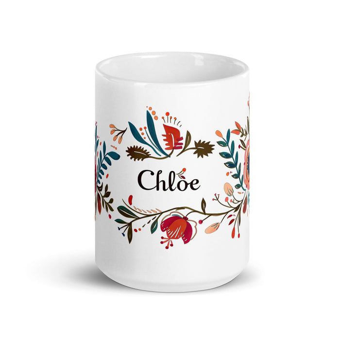 Chloe Exclusive Name Art Piece Home Office Work Coffee Mug Mexican Spanish Pride Gift Cup One-Of-A-Kind Calligraphy White Glossy Mug | C9 Mexicada