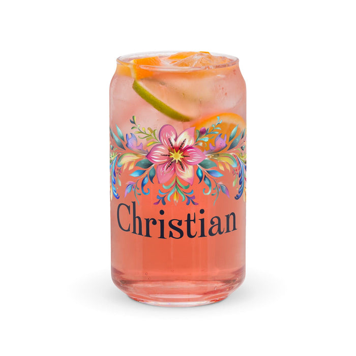 Christian Exclusive Name Art Piece Can-Shaped Glass Home Office Work Mexican Spanish Pride Gift Cup One-Of-A-Kind Calligraphy Glass | C12 Mexicada