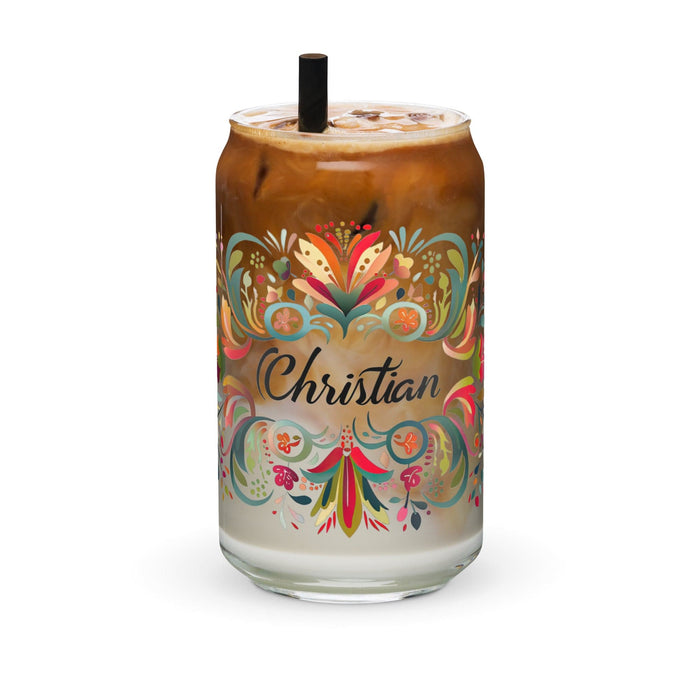 Christian Exclusive Name Art Piece Can-Shaped Glass Home Office Work Mexican Spanish Pride Gift Cup One-Of-A-Kind Calligraphy Glass | C13 Mexicada