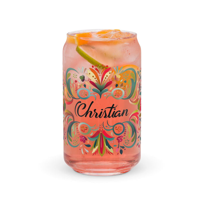 Christian Exclusive Name Art Piece Can-Shaped Glass Home Office Work Mexican Spanish Pride Gift Cup One-Of-A-Kind Calligraphy Glass | C13 Mexicada