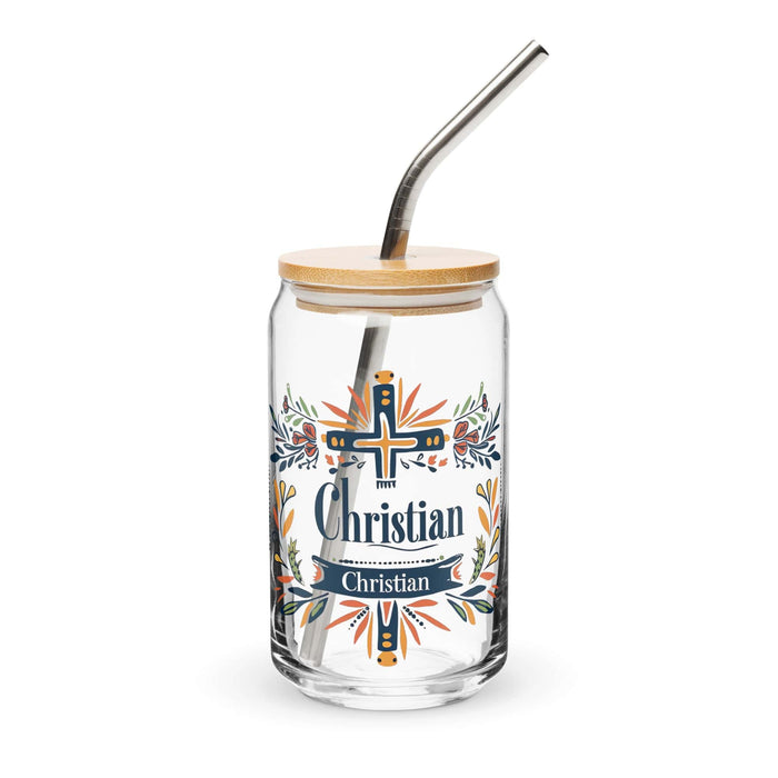 Christian Exclusive Name Art Piece Can-Shaped Glass Home Office Work Mexican Spanish Pride Gift Cup One-Of-A-Kind Calligraphy Glass | C2 Mexicada 16 oz With Lid & Straw