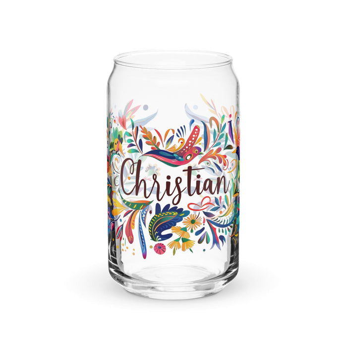 Christian Exclusive Name Art Piece Can-Shaped Glass Home Office Work Mexican Spanish Pride Gift Cup One-Of-A-Kind Calligraphy Glass | C3 Mexicada 16 oz