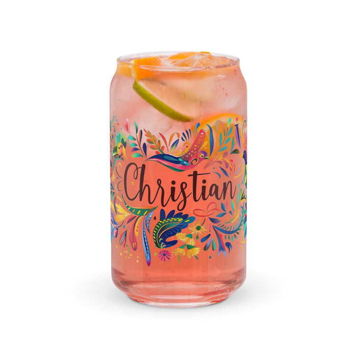 Christian Exclusive Name Art Piece Can-Shaped Glass Home Office Work Mexican Spanish Pride Gift Cup One-Of-A-Kind Calligraphy Glass | C3 Mexicada