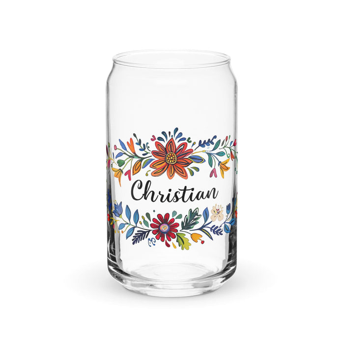 Christian Exclusive Name Art Piece Can-Shaped Glass Home Office Work Mexican Spanish Pride Gift Cup One-Of-A-Kind Calligraphy Glass | C5 Mexicada 16 oz