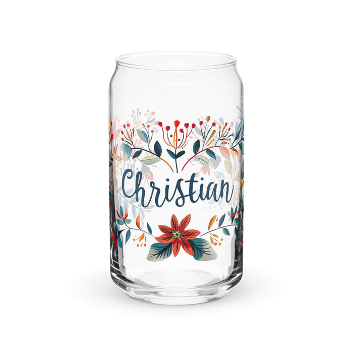 Christian Exclusive Name Art Piece Can-Shaped Glass Home Office Work Mexican Spanish Pride Gift Cup One-Of-A-Kind Calligraphy Glass | C7 Mexicada 16 oz