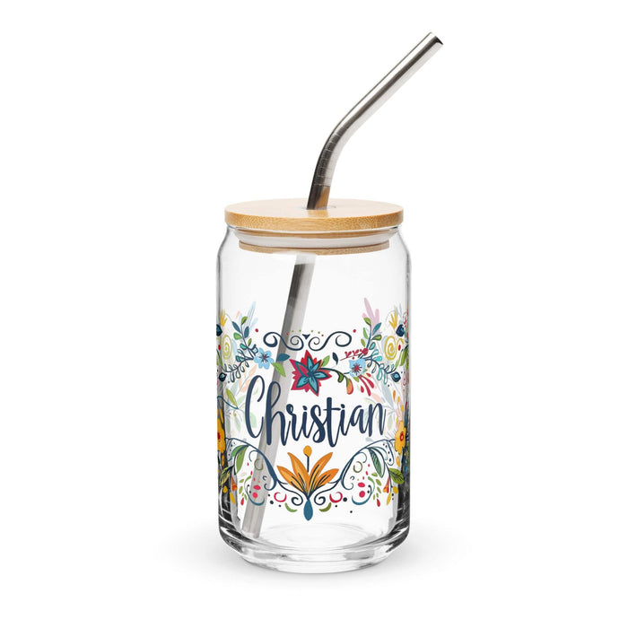 Christian Exclusive Name Art Piece Can-Shaped Glass Home Office Work Mexican Spanish Pride Gift Cup One-Of-A-Kind Calligraphy Glass | C9 Mexicada 16 oz With Lid & Straw