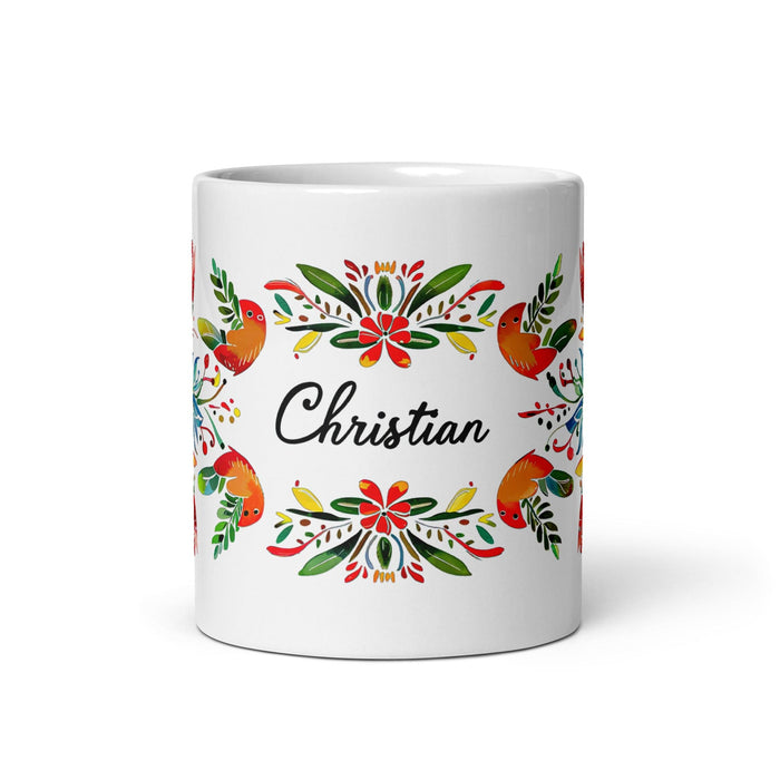 Christian Exclusive Name Art Piece Home Office Work Coffee Mug Mexican Spanish Pride Gift Cup One-Of-A-Kind Calligraphy White Glossy Mug | C10 Mexicada