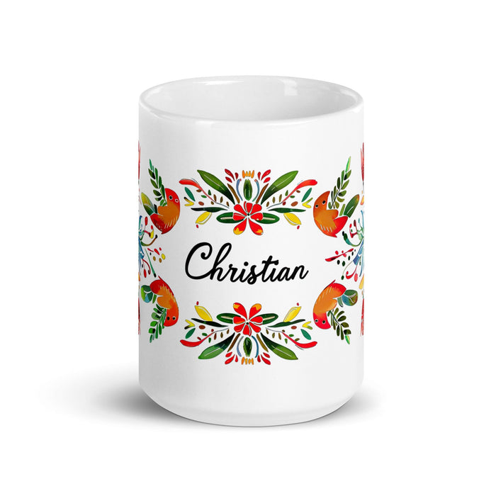 Christian Exclusive Name Art Piece Home Office Work Coffee Mug Mexican Spanish Pride Gift Cup One-Of-A-Kind Calligraphy White Glossy Mug | C10 Mexicada