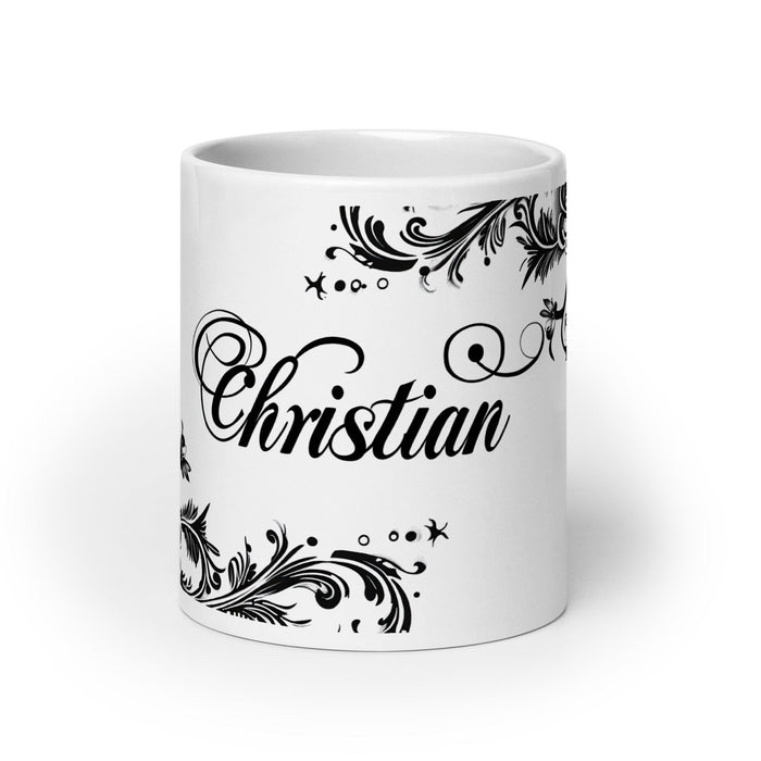 Christian Exclusive Name Art Piece Home Office Work Coffee Mug Mexican Spanish Pride Gift Cup One-Of-A-Kind Calligraphy White Glossy Mug | C11 Mexicada