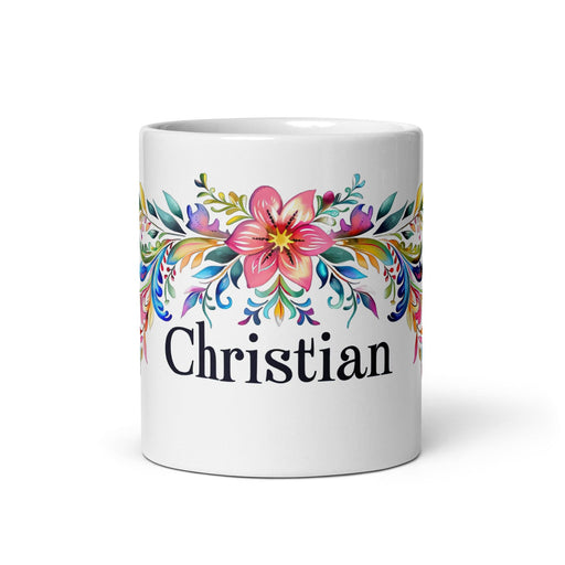 Christian Exclusive Name Art Piece Home Office Work Coffee Mug Mexican Spanish Pride Gift Cup One-Of-A-Kind Calligraphy White Glossy Mug | C12 Mexicada